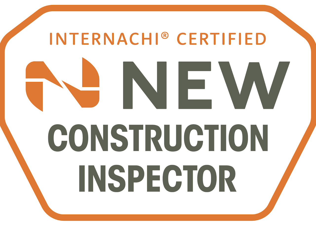 InterNACHI Certified New Construction Inspector logo with an orange outline and the InterNACHI 