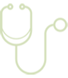 A light green, minimalist line-art icon of a stethoscope.