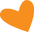 An orange heart shape on a white background.