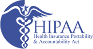 Logo for HIPAA: Caduceus symbol, text
