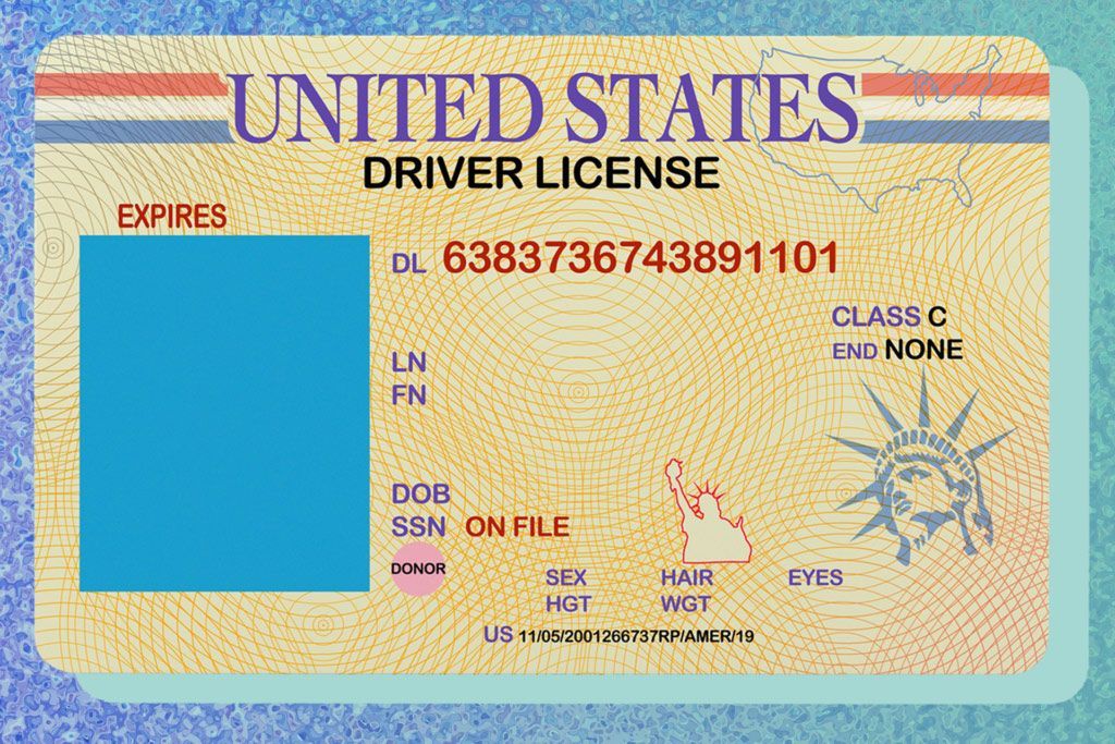 Sample U.S. driver's license
