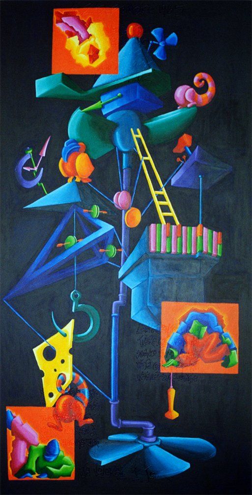 Abstraktes farbenfrohes Bild der Künstlerin Benita von Wendt, gemalt mit Acrylfarben auf Leinwand.