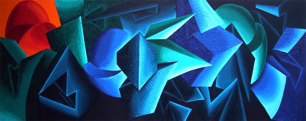 Abstraktes farbenfrohes Bild der Künstlerin Benita von Wendt, gemalt mit Acrylfarben auf Leinwand.