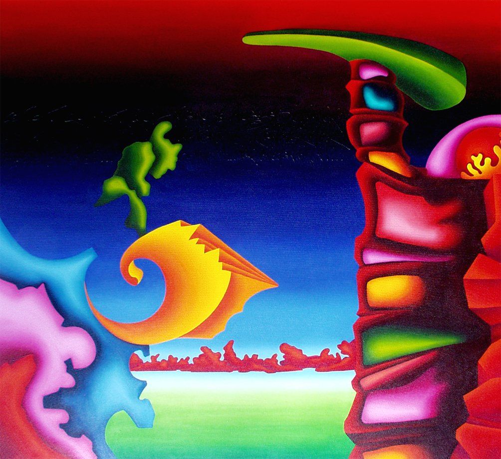 Abstraktes farbenfrohes Bild der Künstlerin Benita von Wendt, gemalt mit Acrylfarben auf Leinwand.