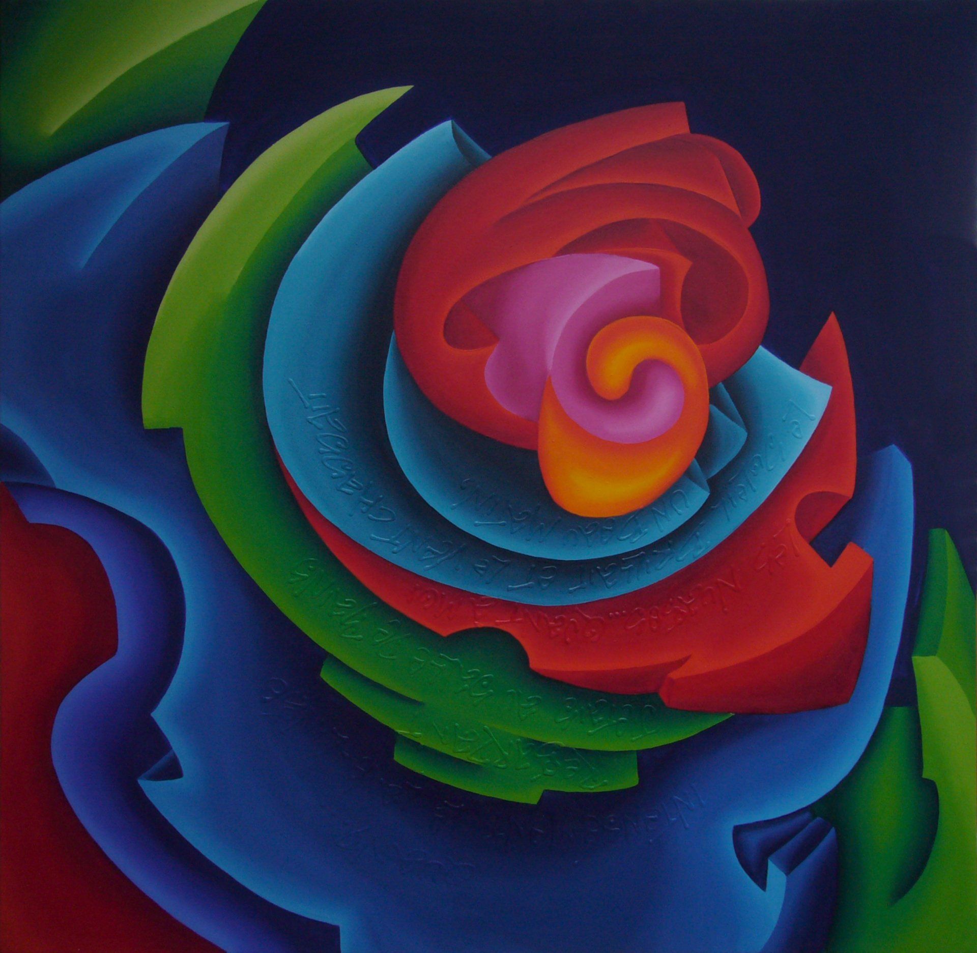 Abstraktes farbenfrohes Bild der Künstlerin Benita von Wendt, gemalt mit Acrylfarben auf Leinwand.