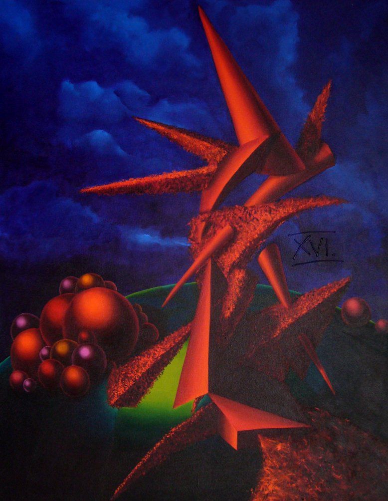 Abstrakte farbenfrohe Arbeit der Künstlerin Benita von Wendt, gemalt mit Acrylfarben auf Leinwand. Titel: XVI.