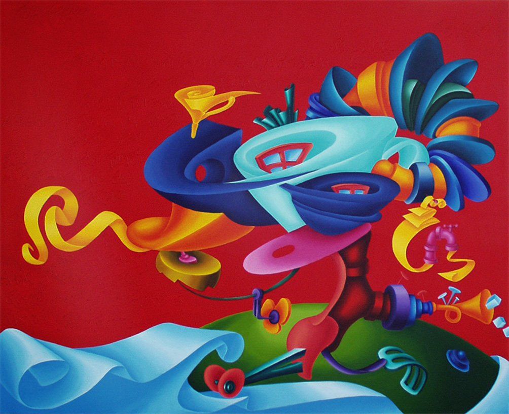 Abstraktes farbenfrohes Bild der Künstlerin Benita von Wendt, gemalt mit Acrylfarben auf Leinwand.