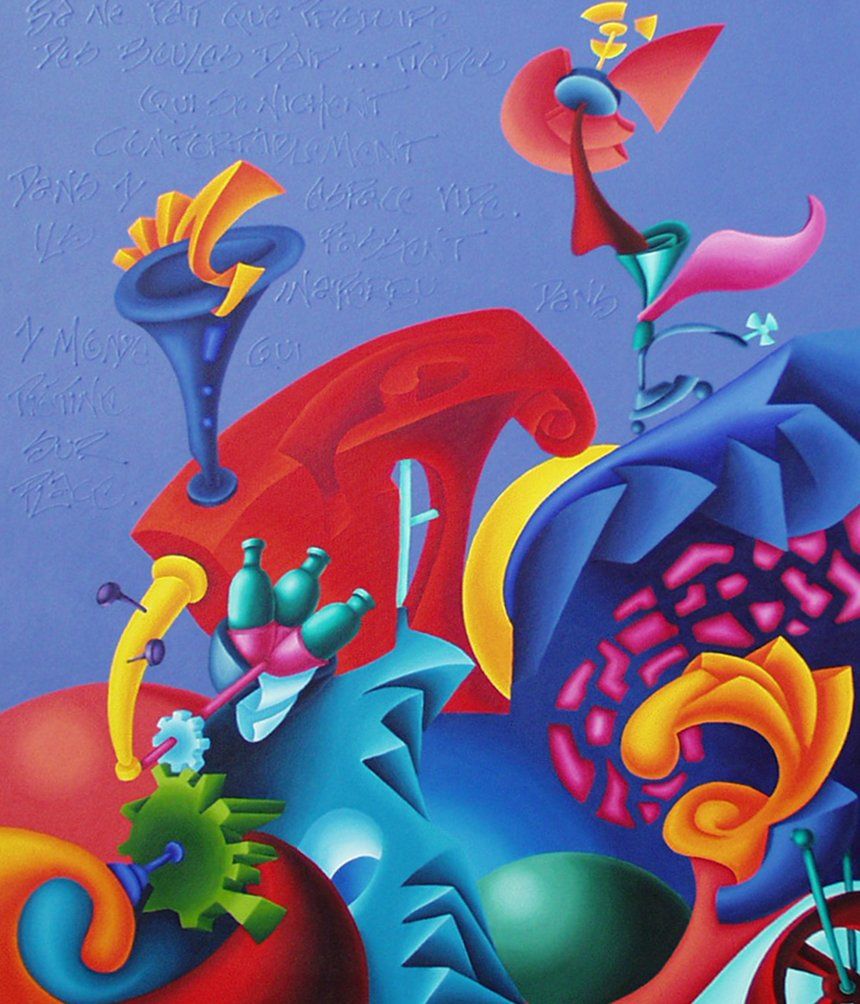 Abstraktes farbenfrohes Bild der Künstlerin Benita von Wendt, gemalt mit Acrylfarben auf Leinwand.