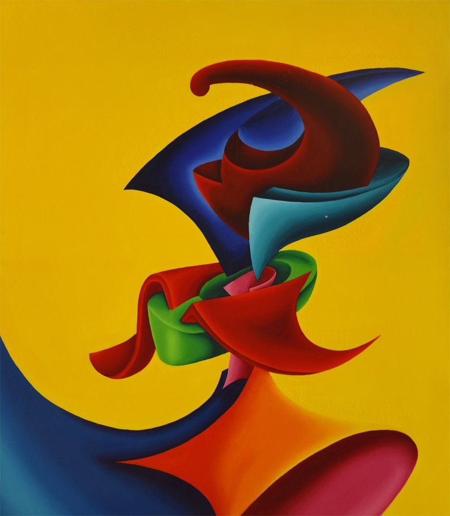 Abstraktes farbenfrohes Bild der Künstlerin Benita von Wendt, gemalt mit Acrylfarben auf Leinwand.