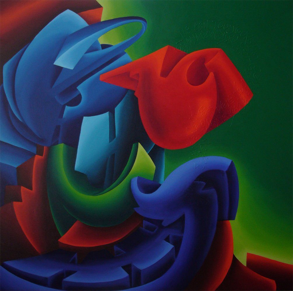 Abstraktes farbenfrohes Bild der Künstlerin Benita von Wendt, gemalt mit Acrylfarben auf Leinwand.