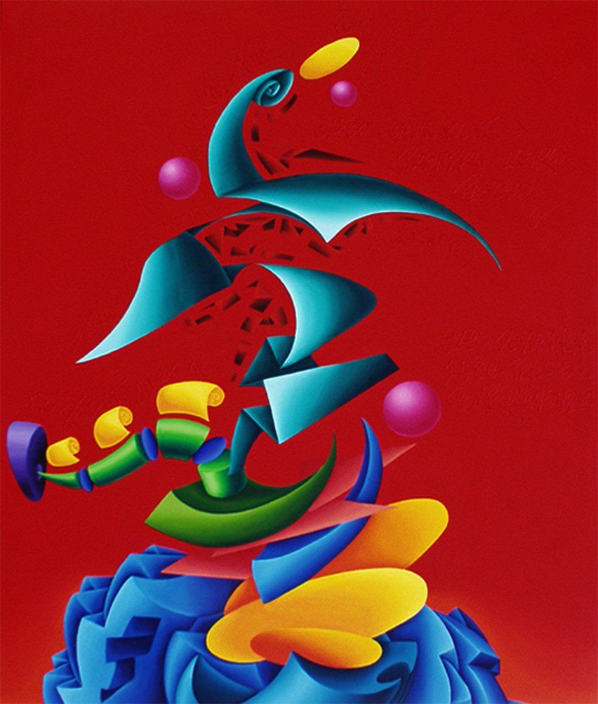 Abstraktes farbenfrohes Bild der Künstlerin Benita von Wendt, gemalt mit Acrylfarben auf Leinwand.