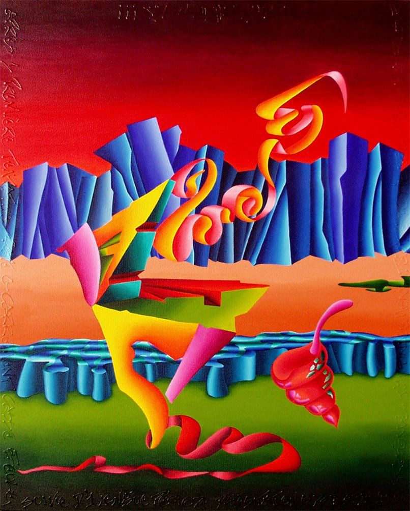 Abstraktes farbenfrohes Bild der Künstlerin Benita von Wendt, gemalt mit Acrylfarben auf Leinwand.