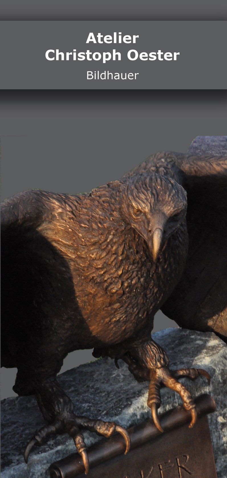 Das Bild zeigt das Deckblatt des Folders des Bilhauerateliers Christoph Oester