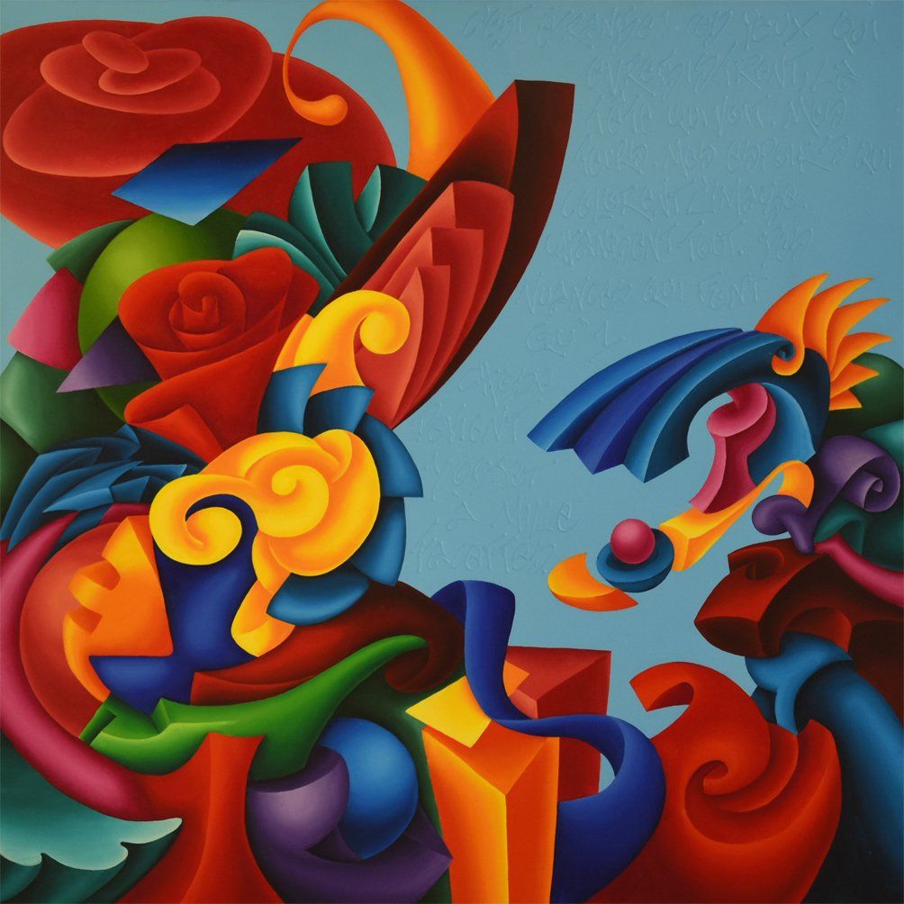 Abstraktes farbenfrohes Bild der Künstlerin Benita von Wendt, gemalt mit Acrylfarben auf Leinwand.