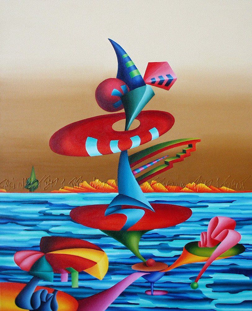 Abstraktes farbenfrohes Bild der Künstlerin Benita von Wendt, gemalt mit Acrylfarben auf Leinwand.