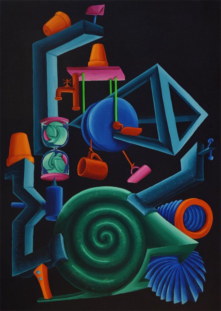 Abstraktes farbenfrohes Bild der Künstlerin Benita von Wendt, gemalt mit Acrylfarben auf Leinwand.