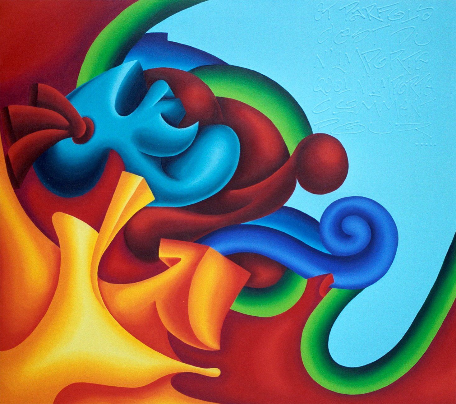 Abstraktes farbenfrohes Bild der Künstlerin Benita von Wendt, gemalt mit Acrylfarben auf Leinwand.