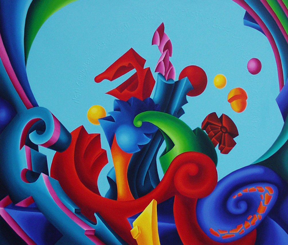 Abstraktes farbenfrohes Bild der Künstlerin Benita von Wendt, gemalt mit Acrylfarben auf Leinwand.