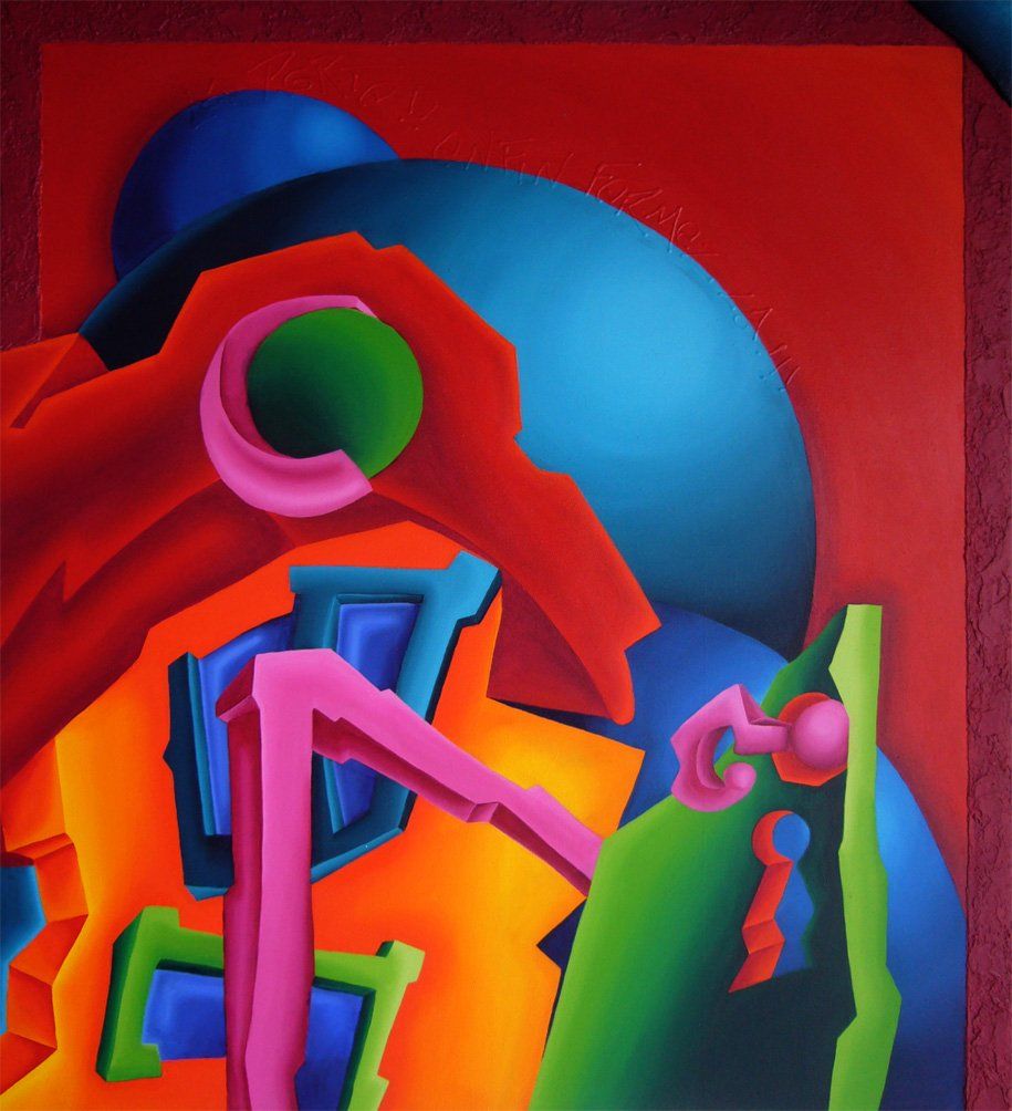 Abstraktes farbenfrohes Bild der Künstlerin Benita von Wendt, gemalt mit Acrylfarben auf Leinwand.