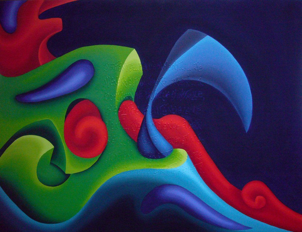 Abstraktes farbenfrohes Bild der Künstlerin Benita von Wendt, gemalt mit Acrylfarben auf Leinwand.