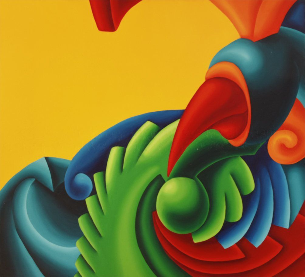 Abstraktes farbenfrohes Bild der Künstlerin Benita von Wendt, gemalt mit Acrylfarben auf Leinwand.