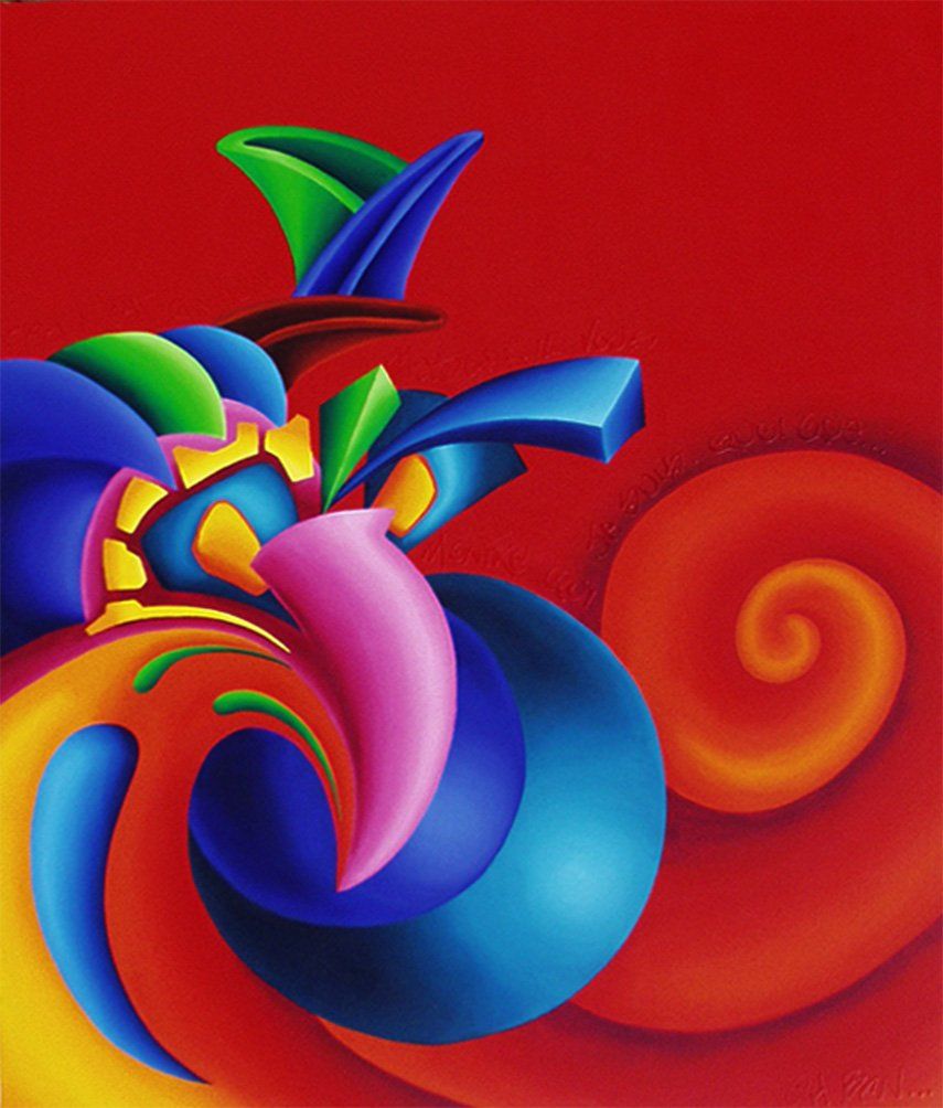 Abstraktes farbenfrohes Bild der Künstlerin Benita von Wendt, gemalt mit Acrylfarben auf Leinwand.