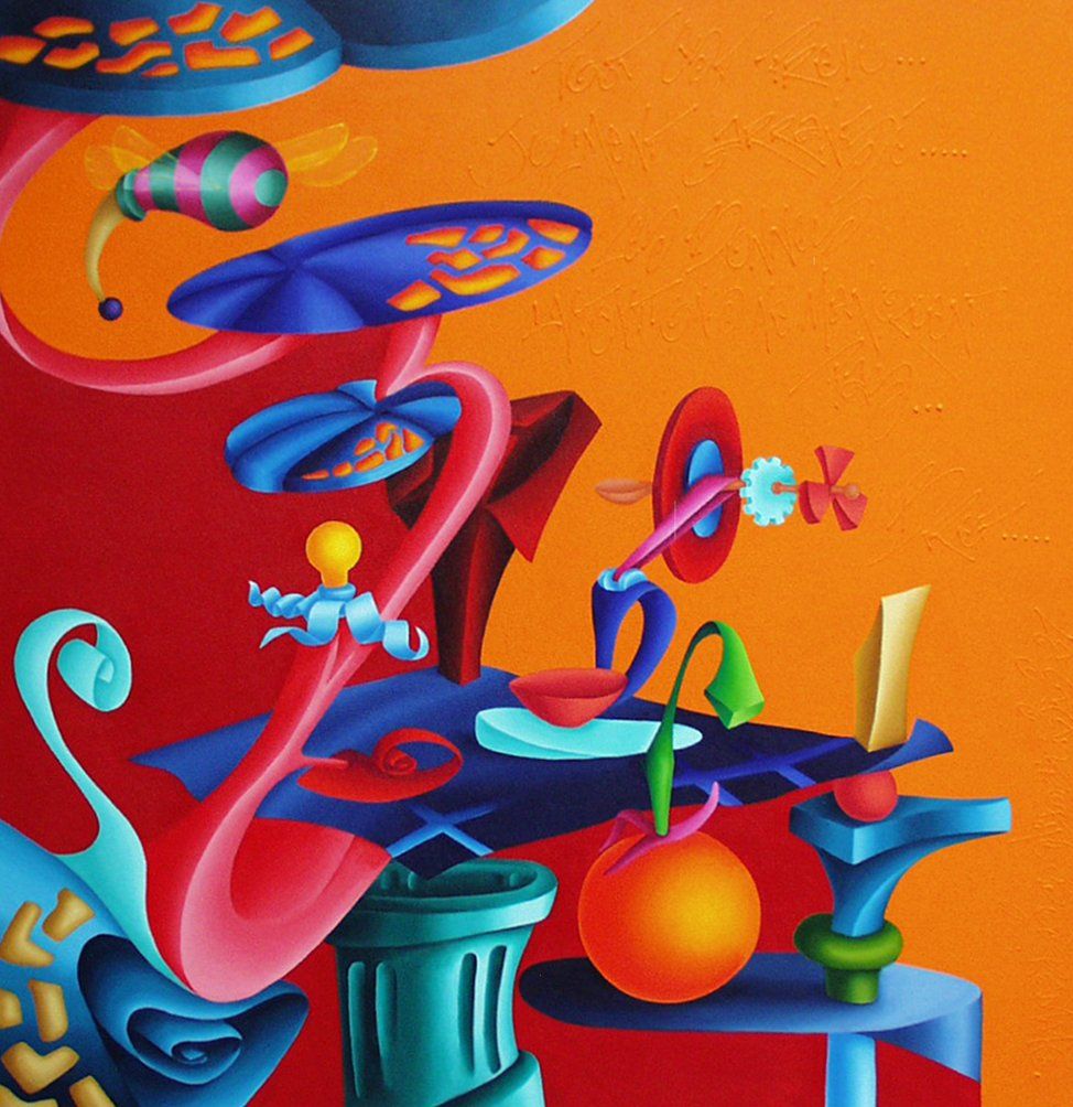 Abstraktes farbenfrohes Bild der Künstlerin Benita von Wendt, gemalt mit Acrylfarben auf Leinwand.