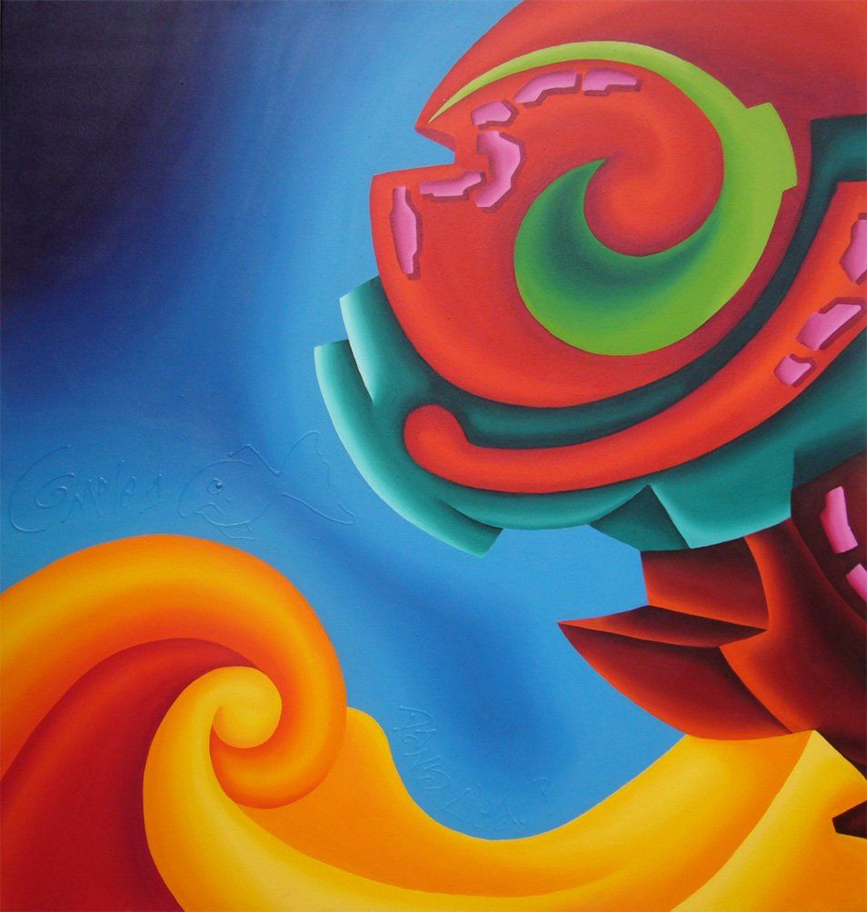 Abstraktes farbenfrohes Bild der Künstlerin Benita von Wendt, gemalt mit Acrylfarben auf Leinwand.