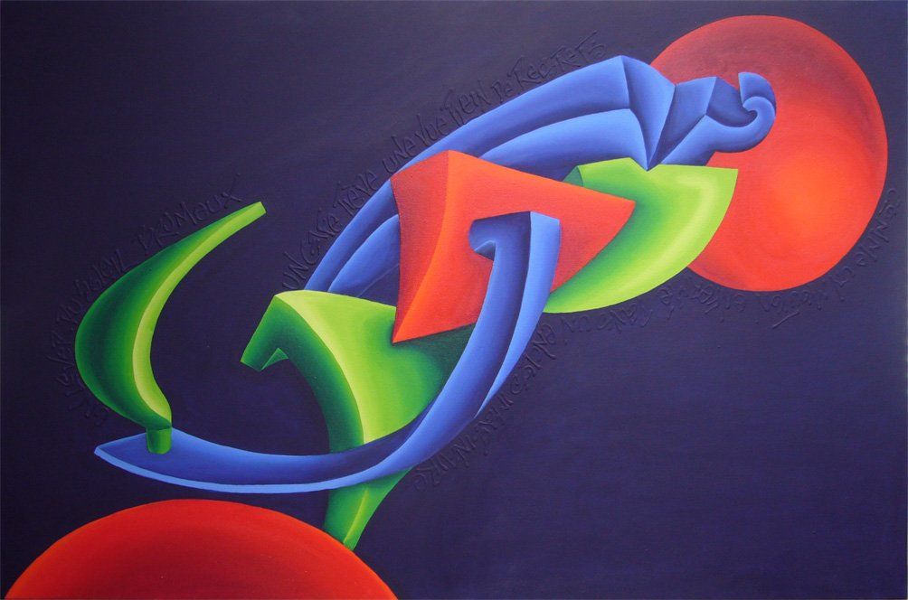 Abstraktes farbenfrohes Bild der Künstlerin Benita von Wendt, gemalt mit Acrylfarben auf Leinwand.