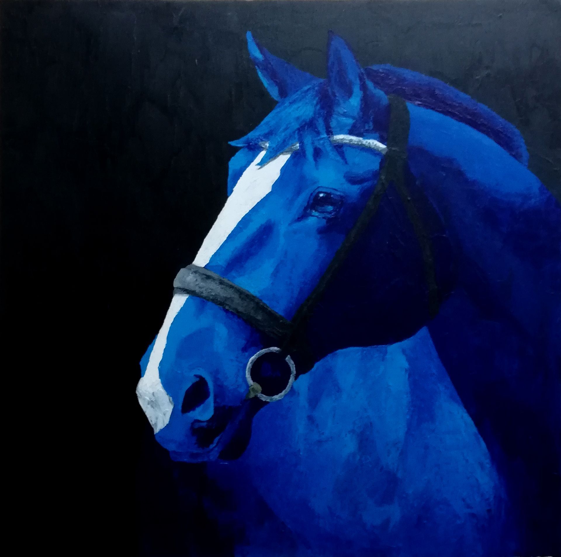 gemaltes blaues Pferd