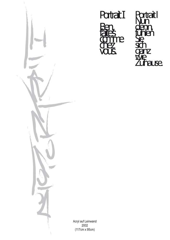 Text mit speziellem Layout und Kalligrafie zu Autoportrait, einer Arbeit der Künstlerin Benita von Wendt.