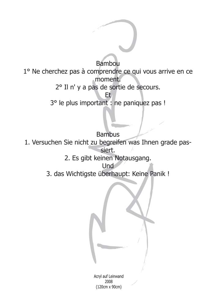 Text mit speziellem Layout und Kalligrafie zu Bambou / Bambus, einer Arbeit der Künstlerin Benita von Wendt.