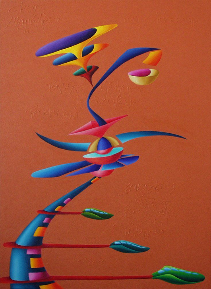 Abstraktes farbenfrohes Bild der Künstlerin Benita von Wendt, gemalt mit Acrylfarben auf Leinwand.