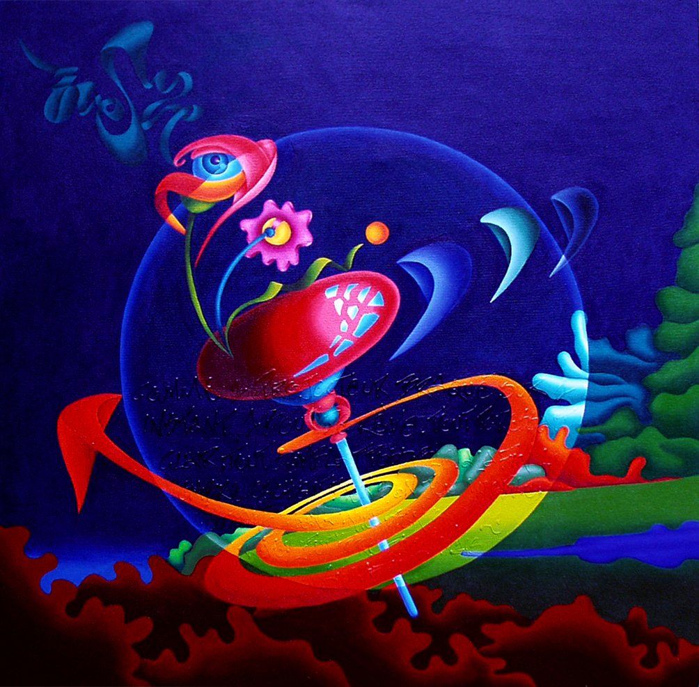 Abstrakte farbenfrohe Arbeit der Künstlerin Benita von Wendt, gemalt mit Acrylfarben auf Leinwand.