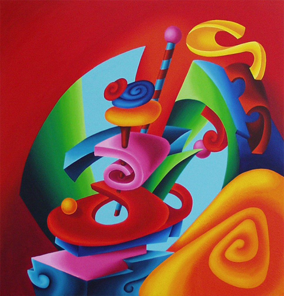 Abstraktes farbenfrohes Bild der Künstlerin Benita von Wendt, gemalt mit Acrylfarben auf Leinwand.