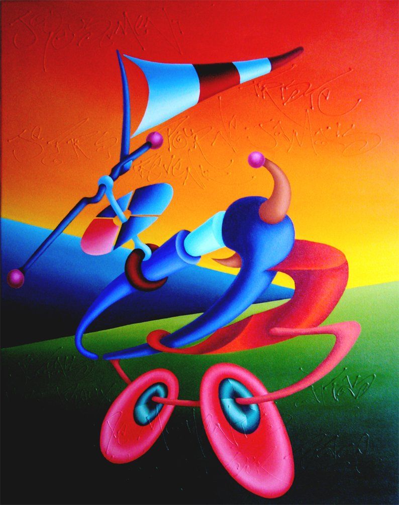 Abstraktes farbenfrohes Bild der Künstlerin Benita von Wendt, gemalt mit Acrylfarben auf Leinwand.