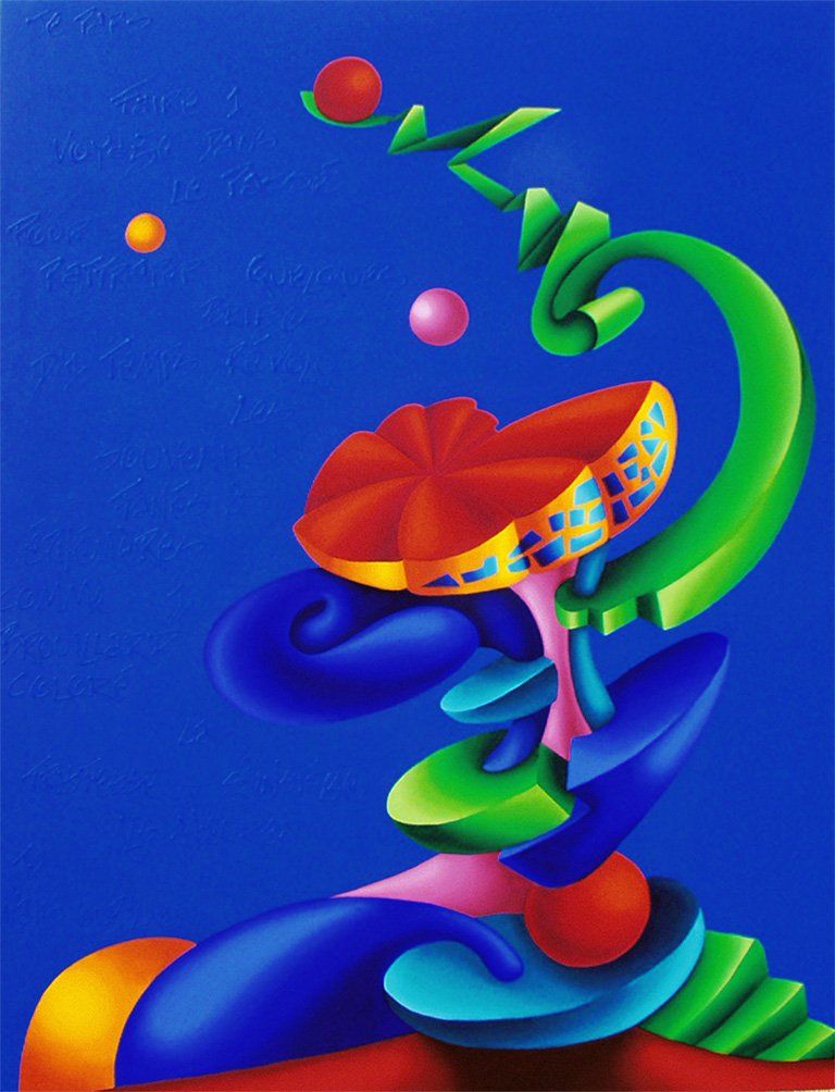 Abstraktes farbenfrohes Bild der Künstlerin Benita von Wendt, gemalt mit Acrylfarben auf Leinwand.