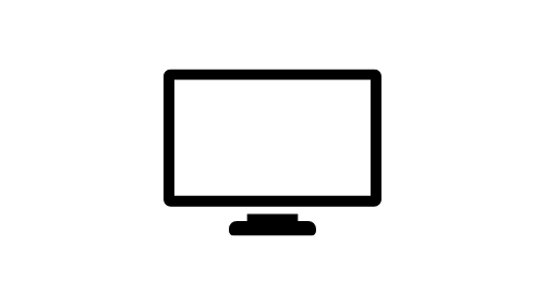 A black and white icon of a computer monitor on a white background.