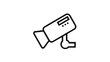 A black and white icon of a security camera on a white background.
