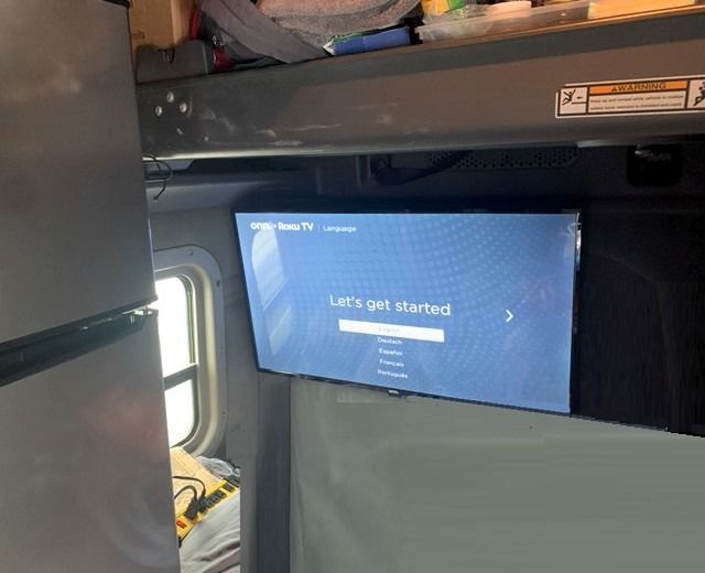 A tv that says let 's get started on it