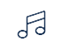 A line drawing of a music note on a white background.