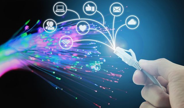 LAN cable with data communications illustrations