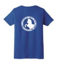 photo of royal blue t-shirt with AHHS logo centered on front