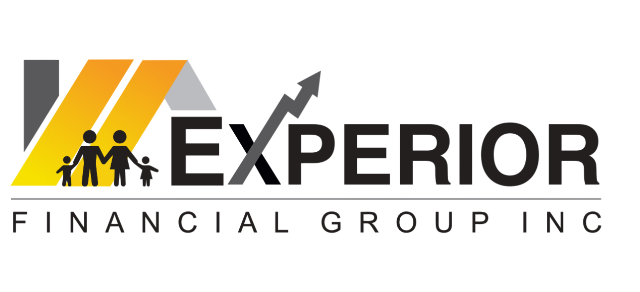 Logo for Experior Financial Group Inc. features a house outline, family, and rising arrow. Text: Experior Financial Group Inc.