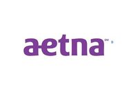 Aetna logo in purple on a white background. The word 