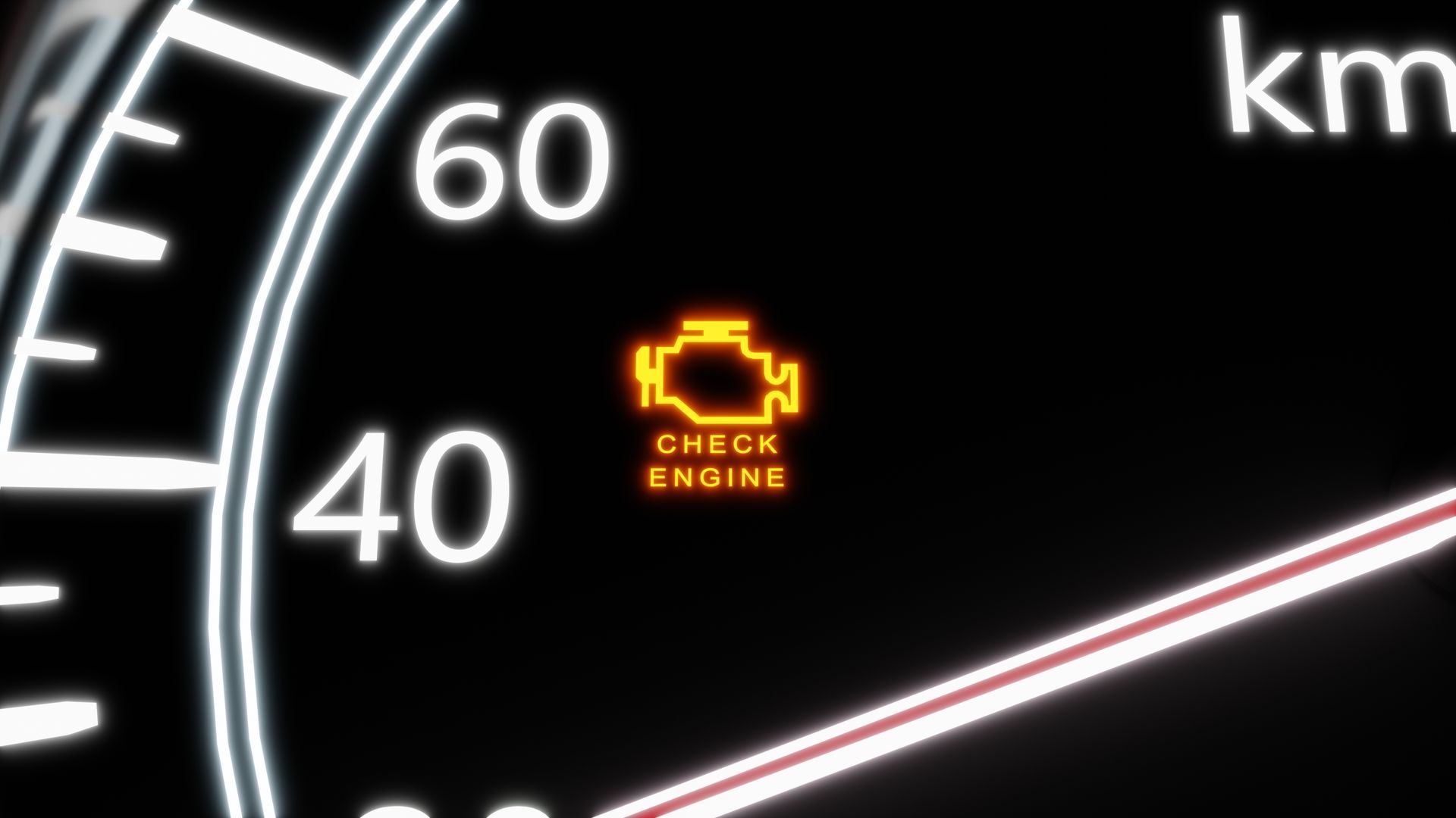 Dashboard with illuminated orange 