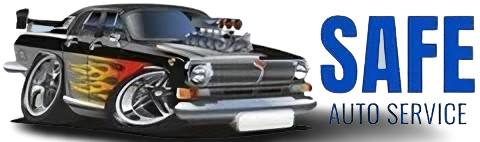Black car with flames, in front of 