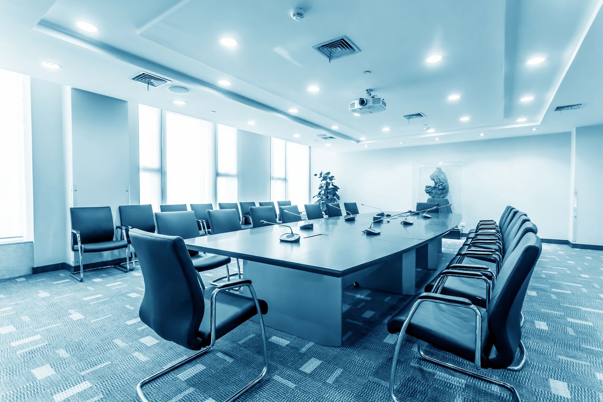 A Conference Room with A Long Table and Chairs.