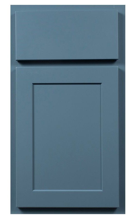 A Close up Of a Blue Cabinet Door on A White Background Display