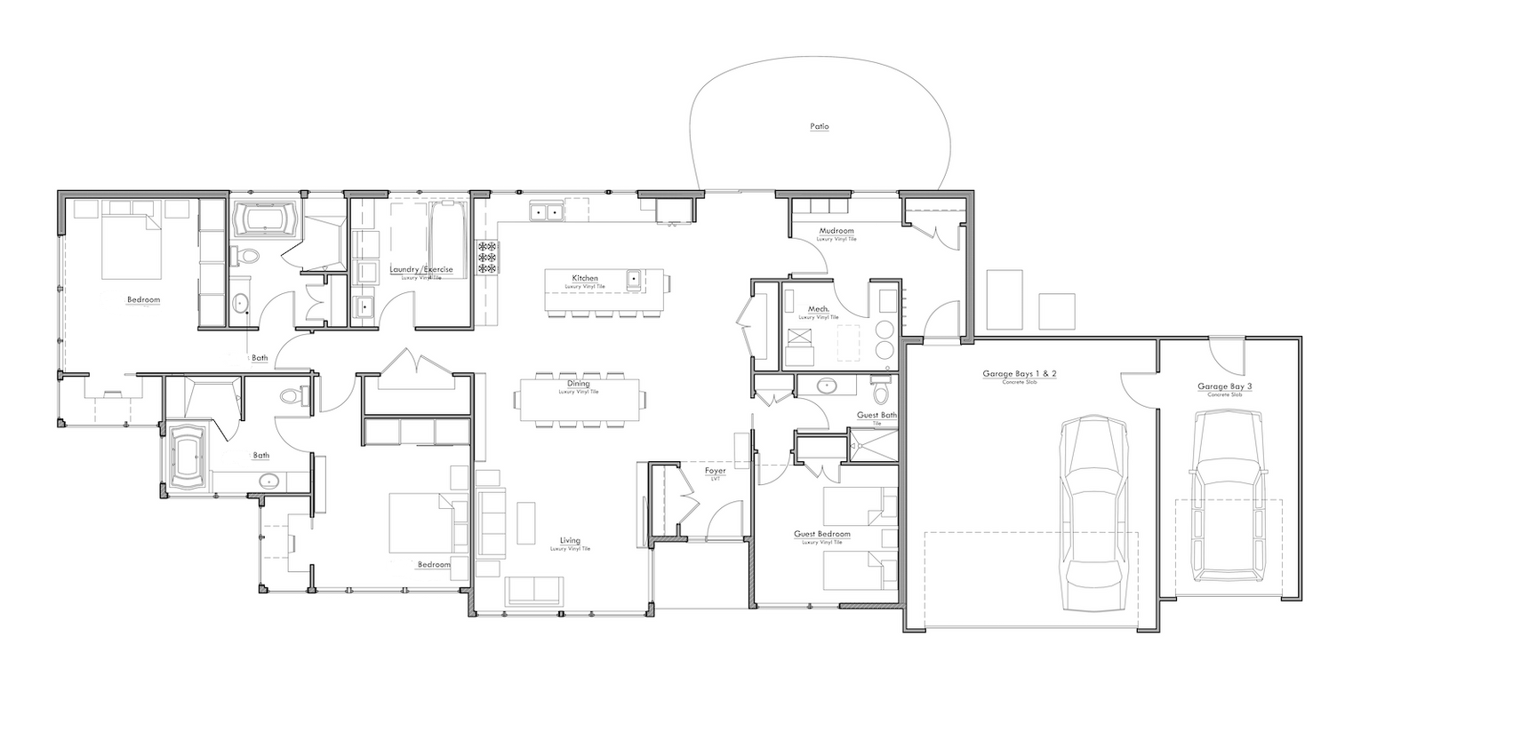 A black and white floor plan of a house on a white background.